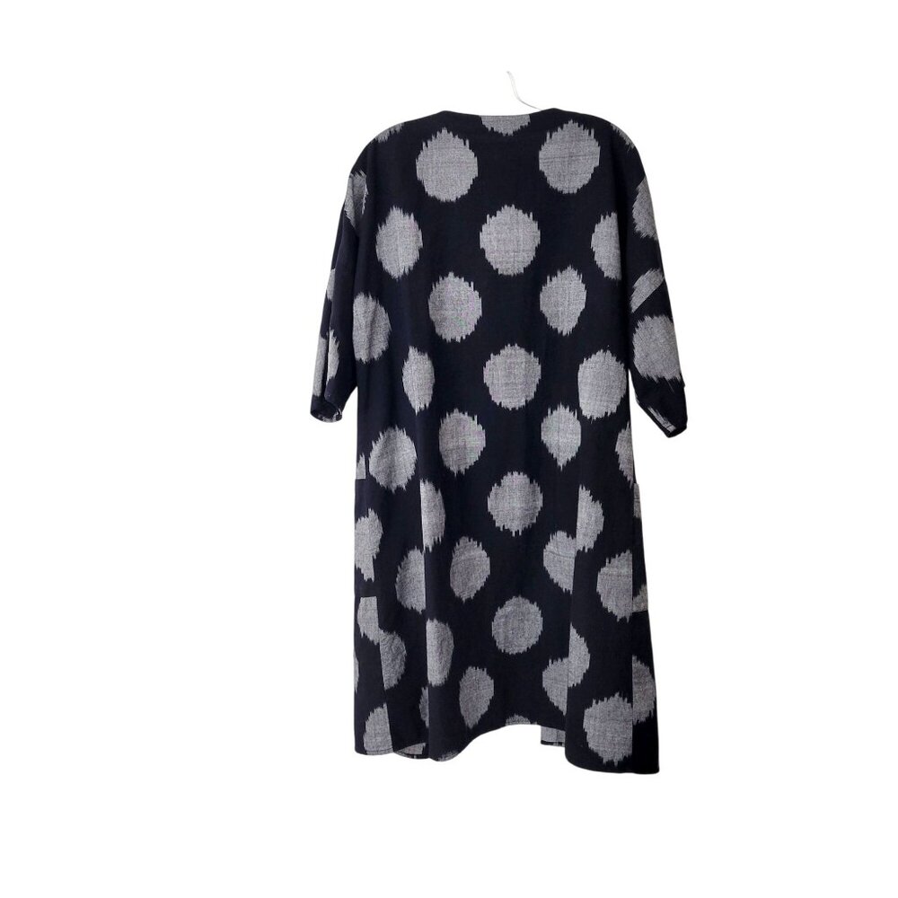 Gudrun Sjödén Organic Cotton Black & Gray Polka Dot Kimono Size Small - Picture 2 of 5
